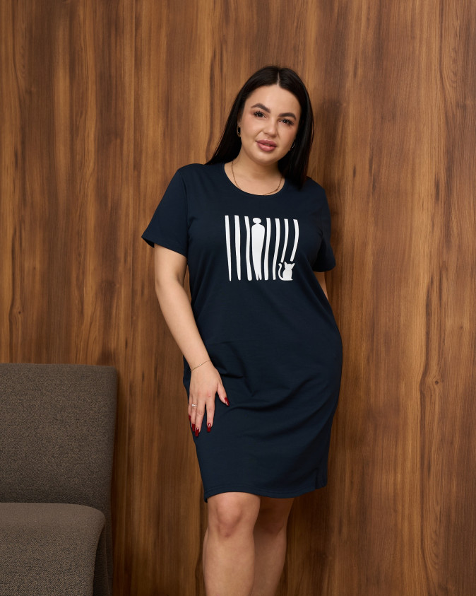 Туніка з коротким рукавом Plus Size - Людина і кіт