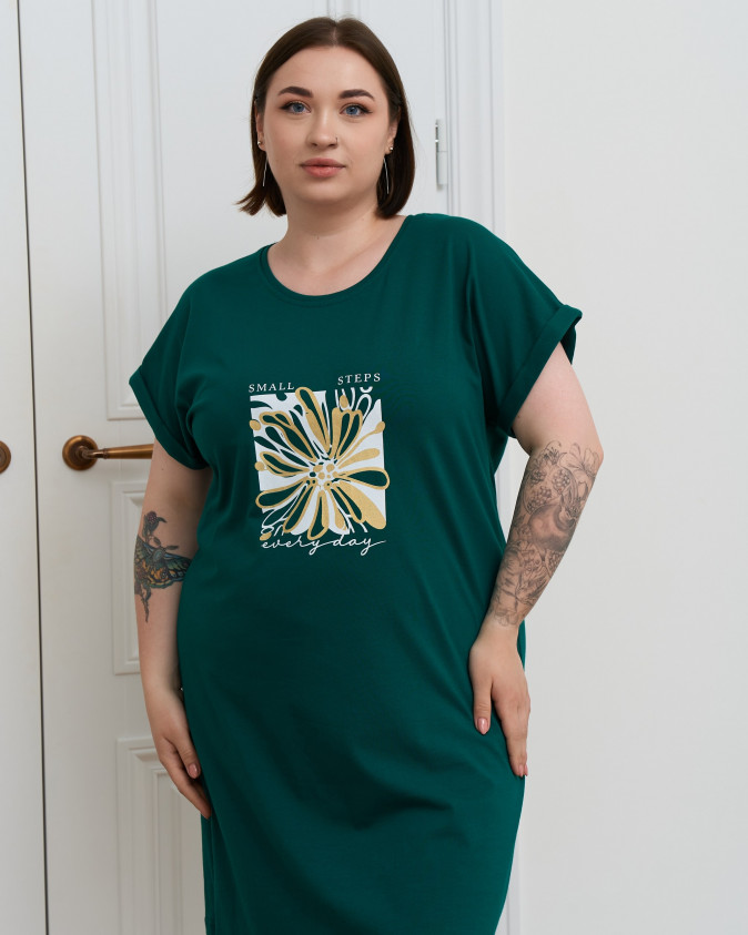 Бавовняна туніка з рукавчиком Plus Size - Квітка