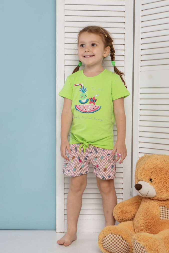 Комплект на дівчинку з шортиками - літні фрукти