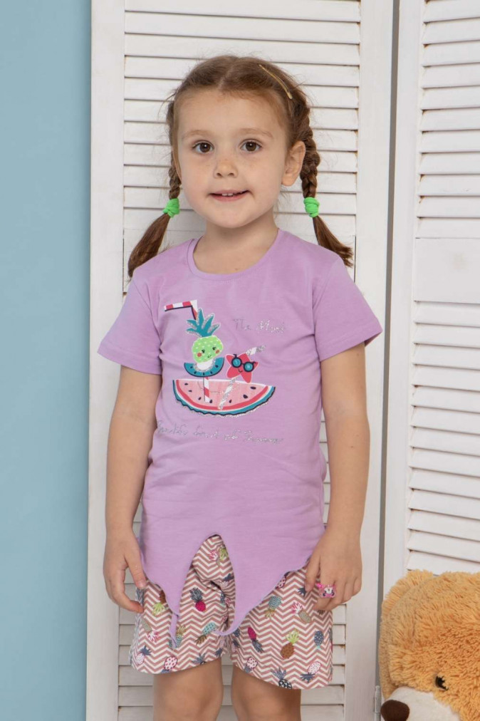 Комплект на дівчинку з шортиками - літні фрукти