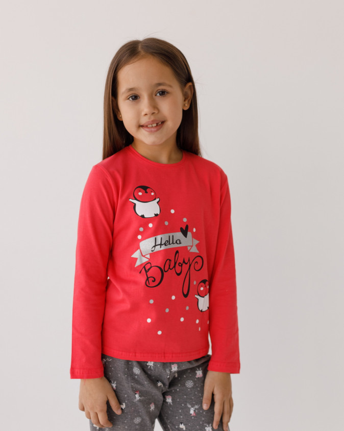 Піжама зі штанами на дівчинку - пінгвіни Hello Baby