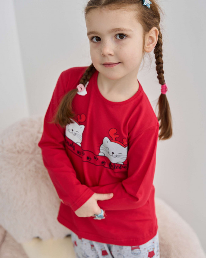 Комплект на дівчинку зі штанами - з котиками