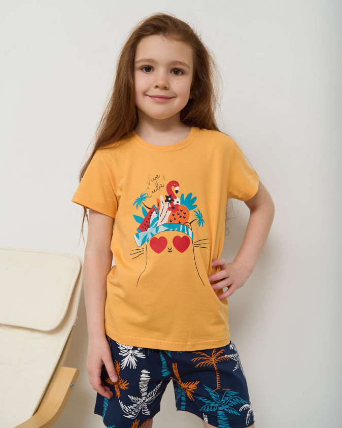 Комплект з шортиками на дівчинку - літній принт