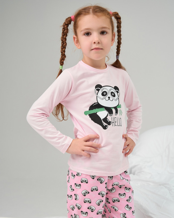 Комплект на девочку со штанами - Панда