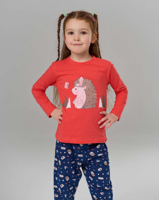 Комплект на дівчинку зі штанами - Їжачок- Family look мама/донька