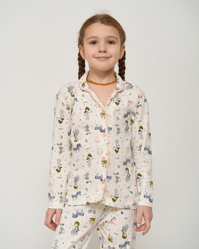 Комплект зі штанами на дівчинку на ґудзиках - дрібні малюнки