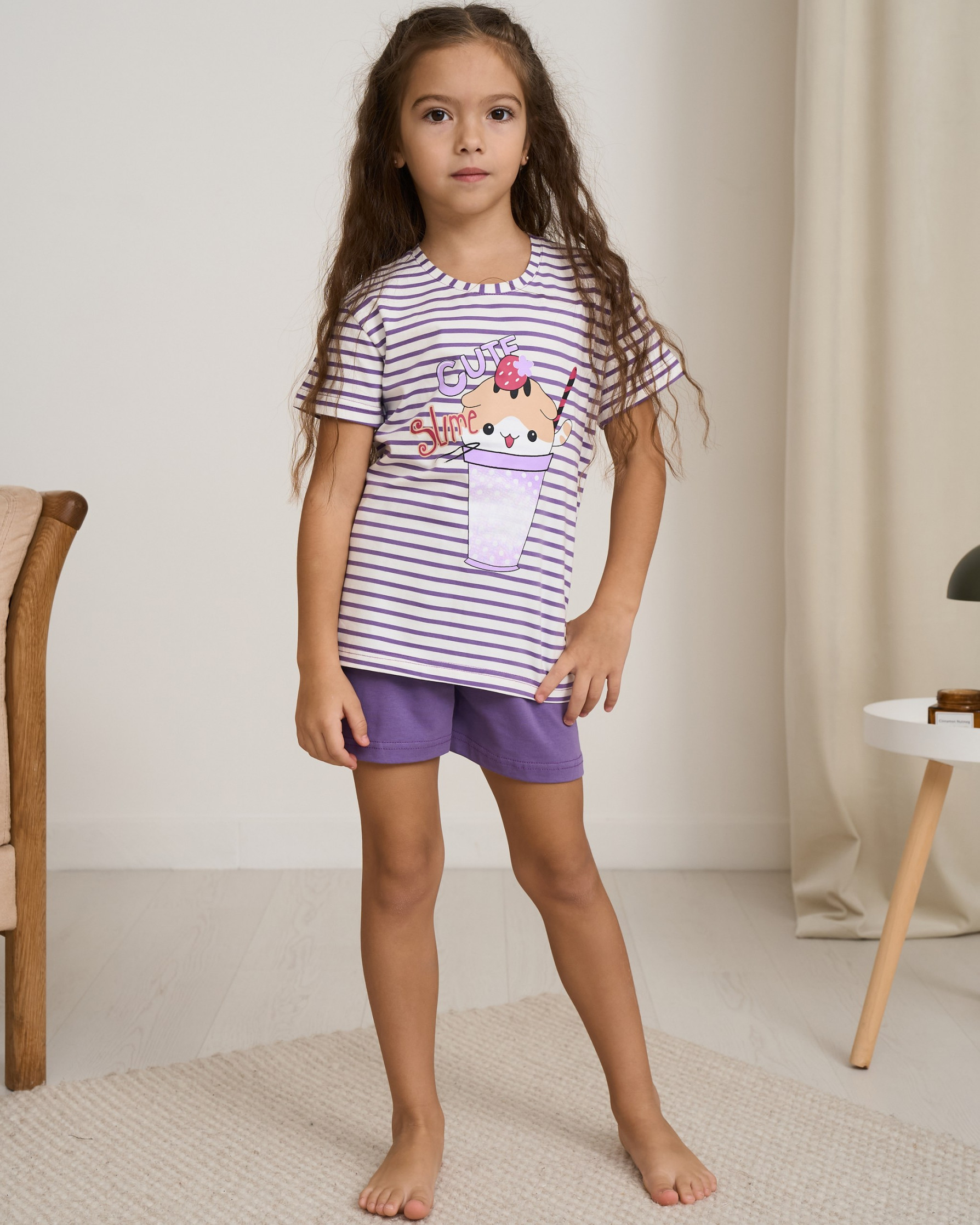 Комплект для дівчаток із шортами - Морозиво у стаканчику