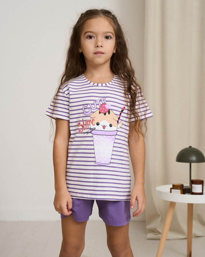 Комплект для дівчаток із шортами - Морозиво у стаканчику