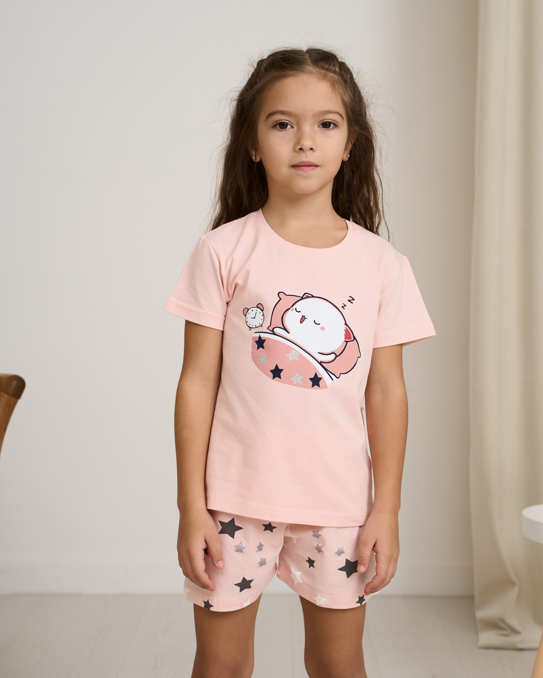 Комплект для дівчаток із шортами - Будильник