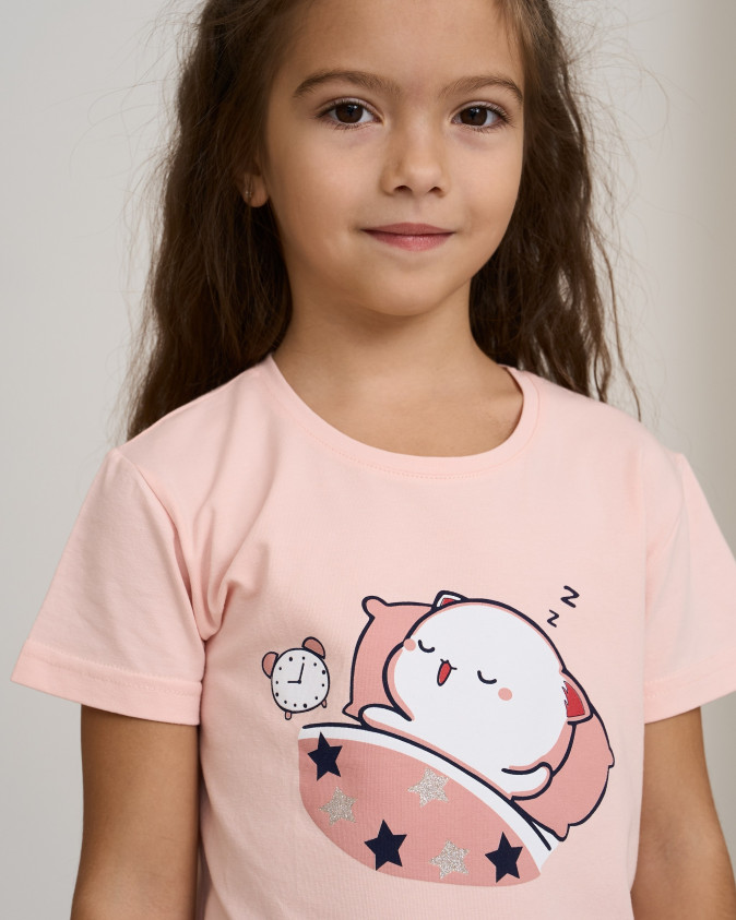 Комплект для девочек с шортами - Будильник