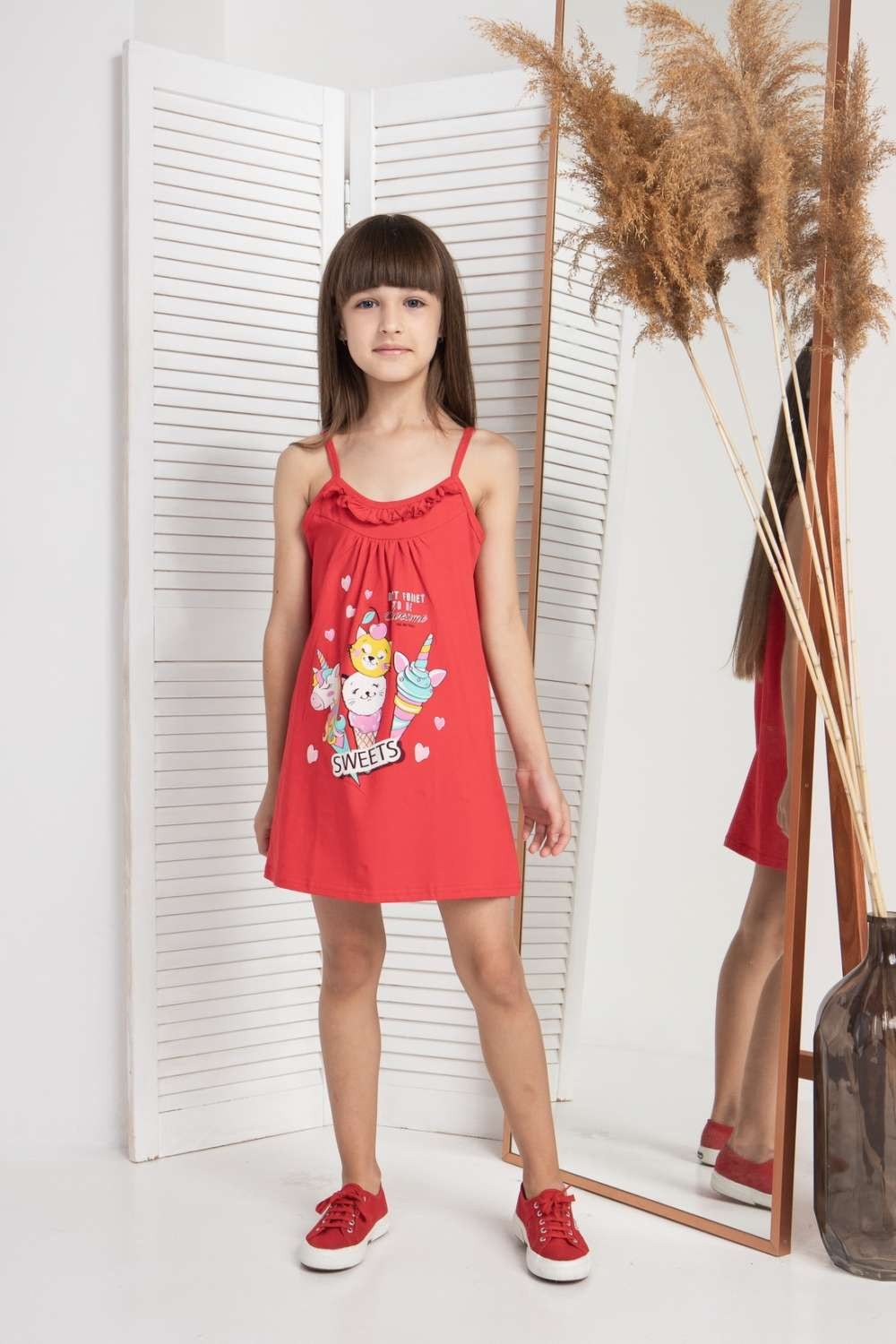 Платье с тонкими бретельками на девочку - Sweets