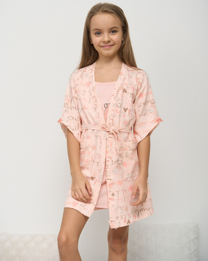 Комплект з сорочкою і халатом на дівчинку - Сердечко