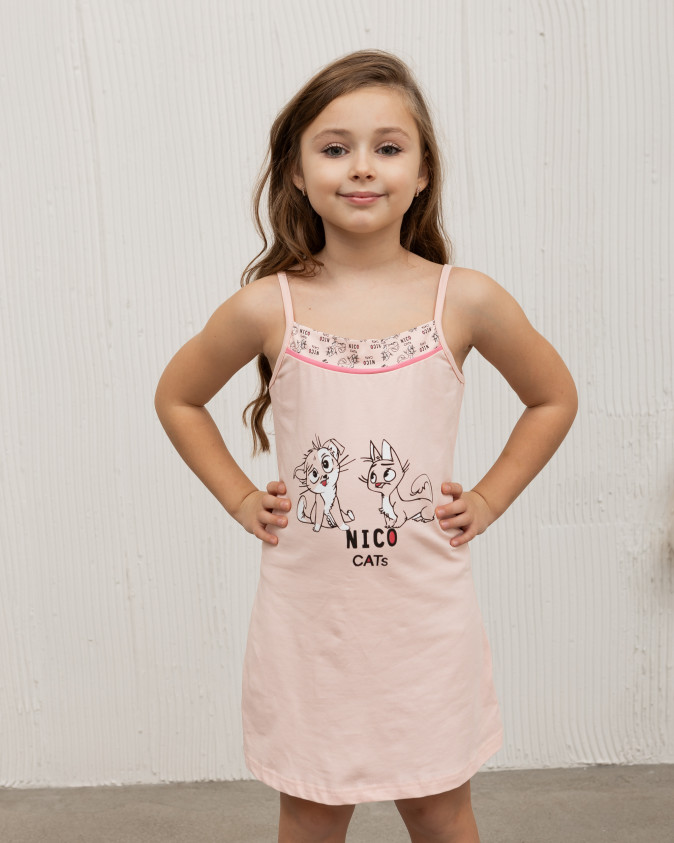 Комплект з сорочкою і халатом на дівчинку - Котики