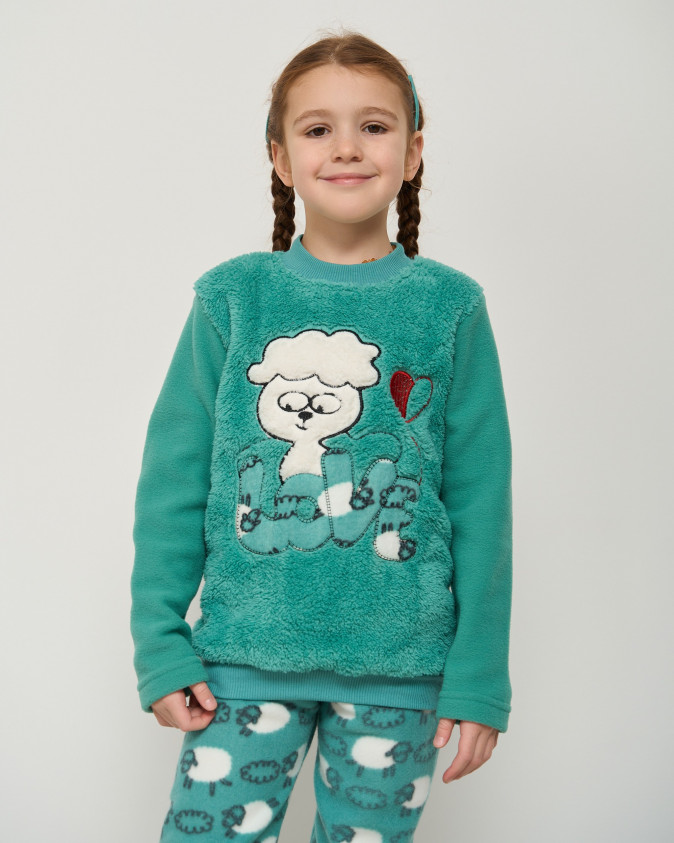 Теплий комплект на дівчинку зі штанами - Баранчики - Велюрсофт+Фліс