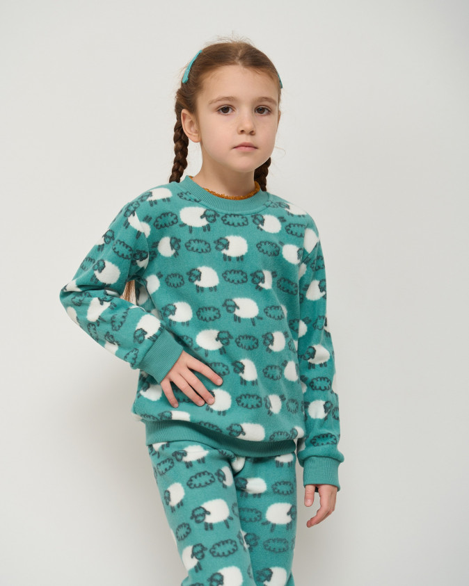 Теплий комплект на дівчинку зі штанами - Баранчики - Фліс