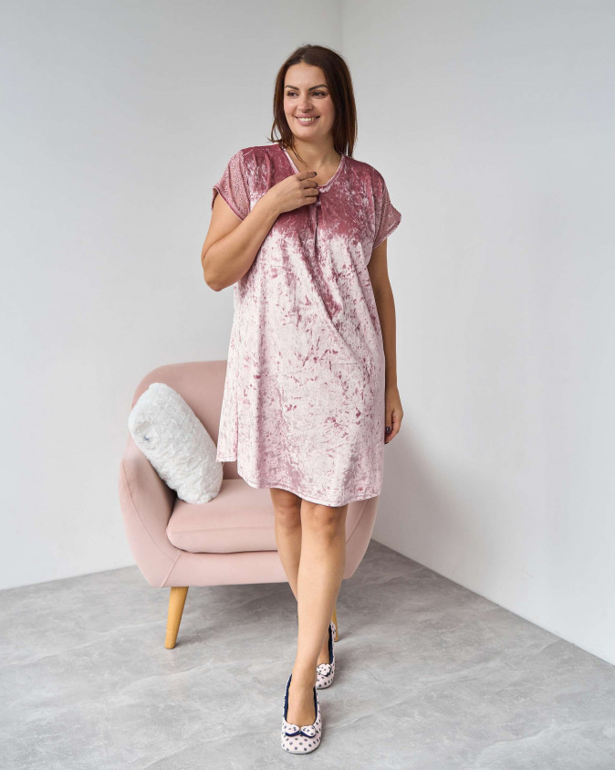 Туніка однотонна Plus Size - мармуровий велюр