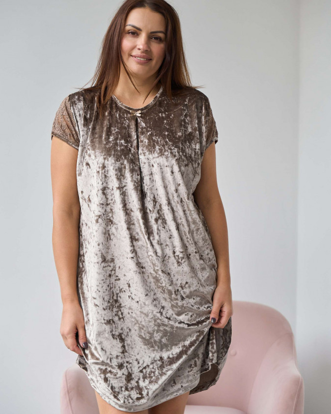 Туніка однотонна Plus Size - мармуровий велюр