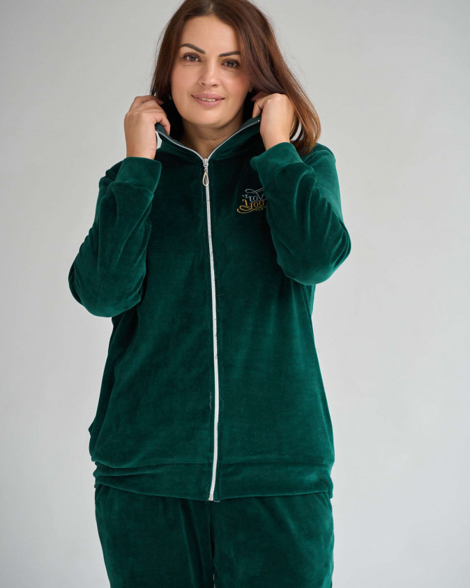 Комплект зі штанами на блискавці Plus Size - Love you - Велюр