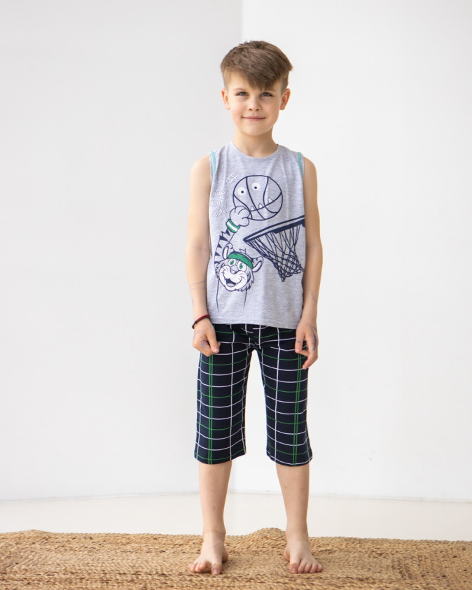 Комплект з шортами на хлопчика - кіт з м'ячем