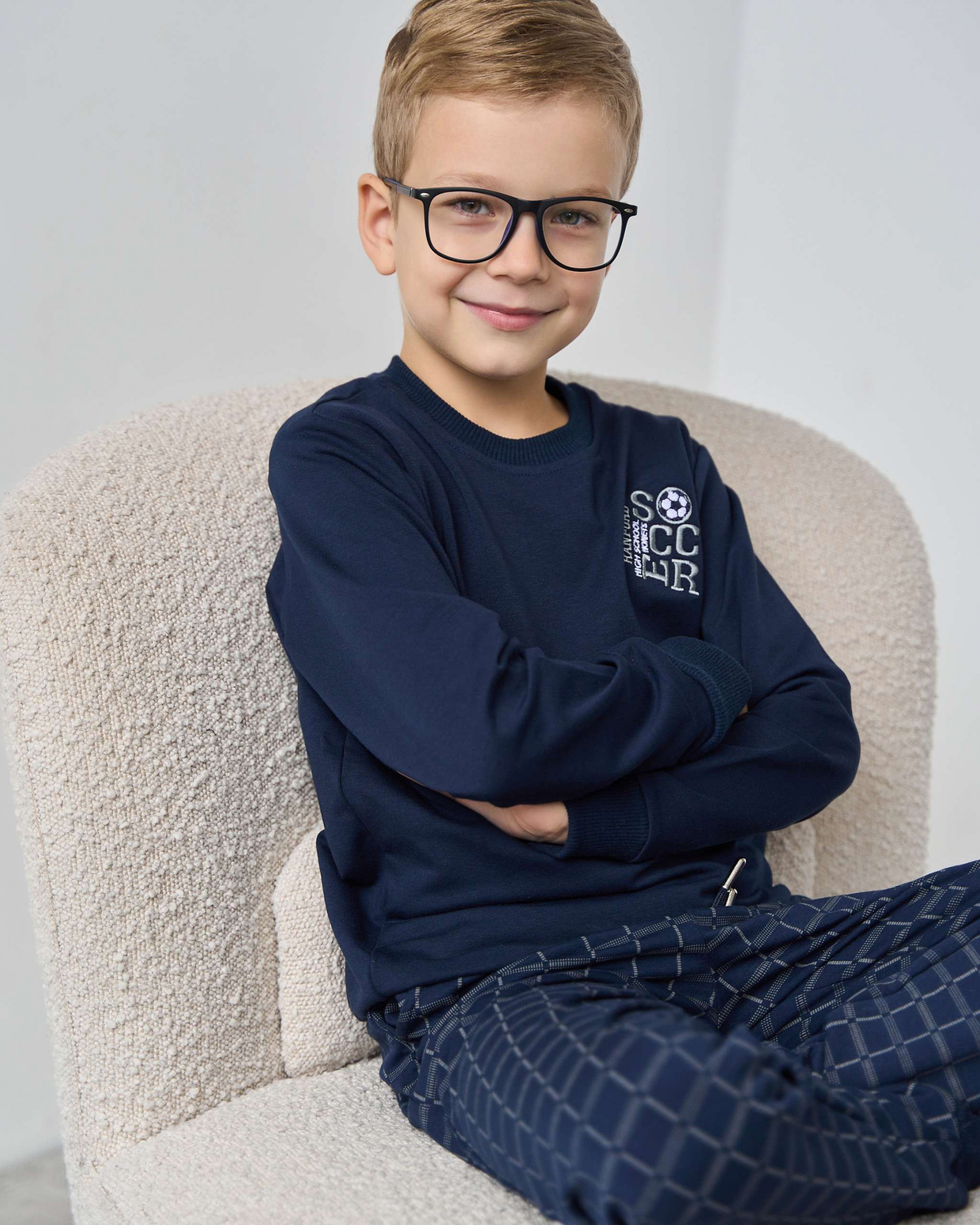 Теплый костюм на мальчика со штанами в клетку - Байка