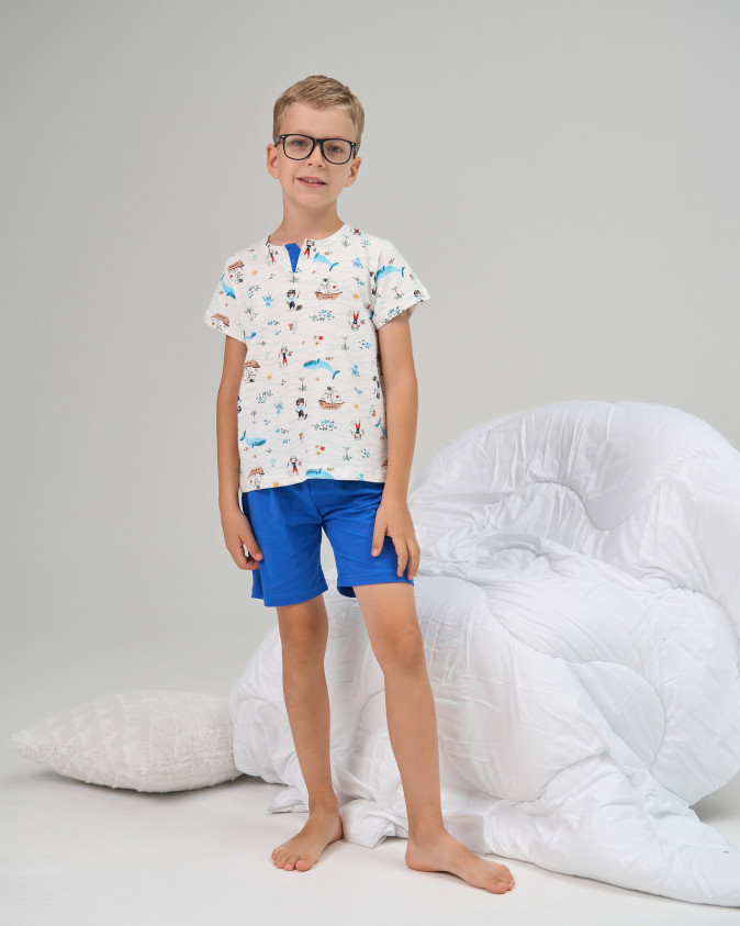 Комплект з шортами на хлопчика - Морський принт