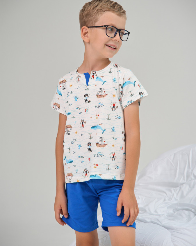 Комплект з шортами на хлопчика - Морський принт