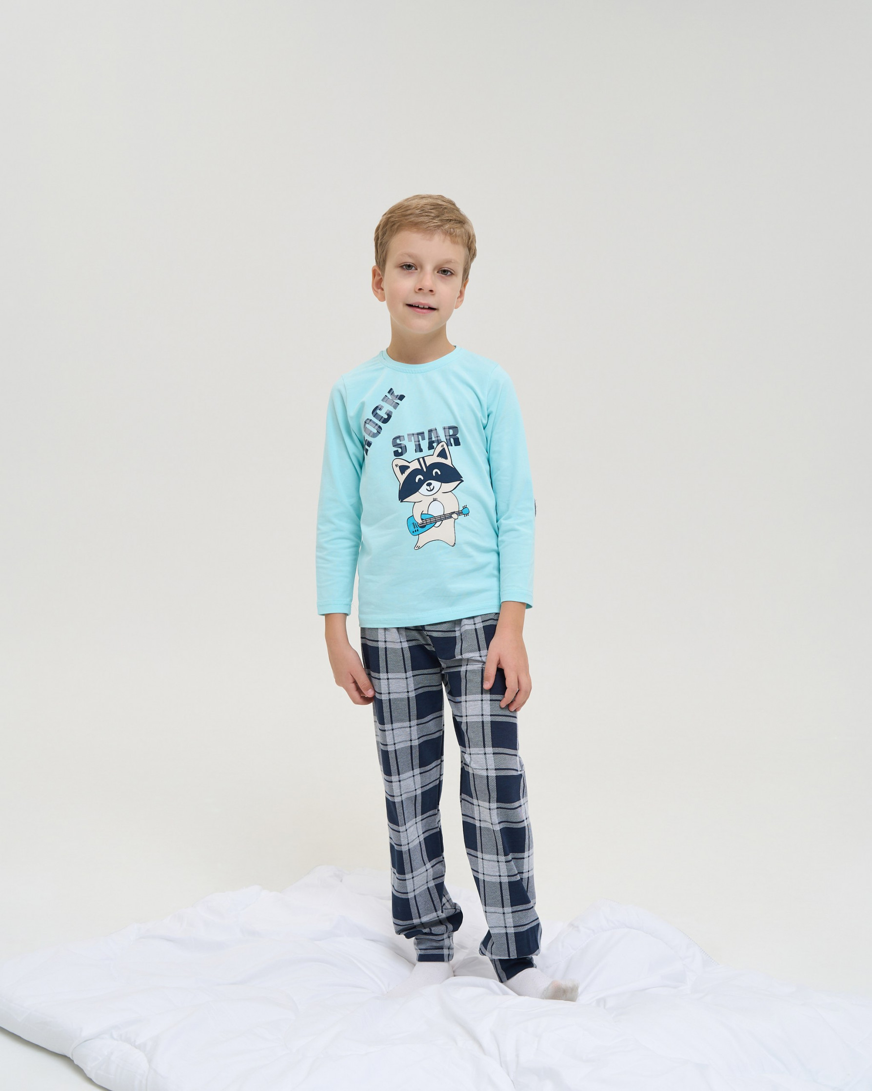 Детская пижама для мальчика - Енот-рок-звезда