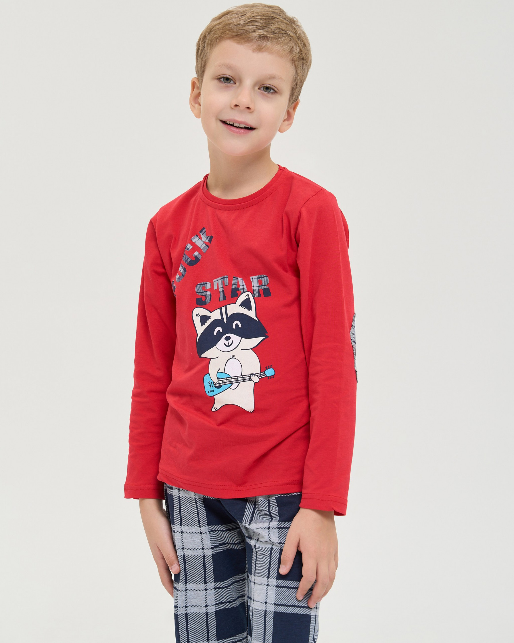 Детская пижама для мальчика - Енот-рок-звезда