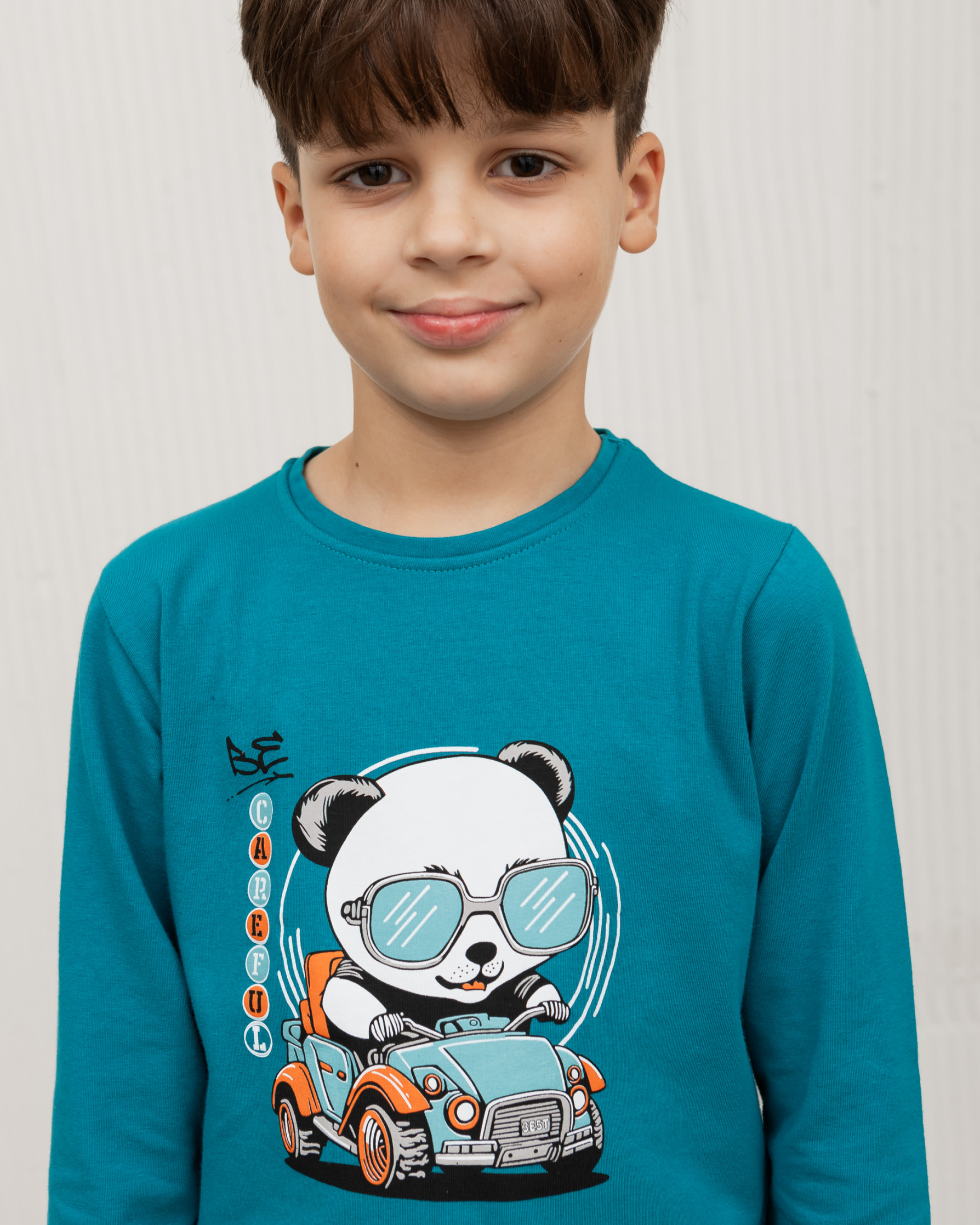 Детская пижама для мальчика со штанами в клетку