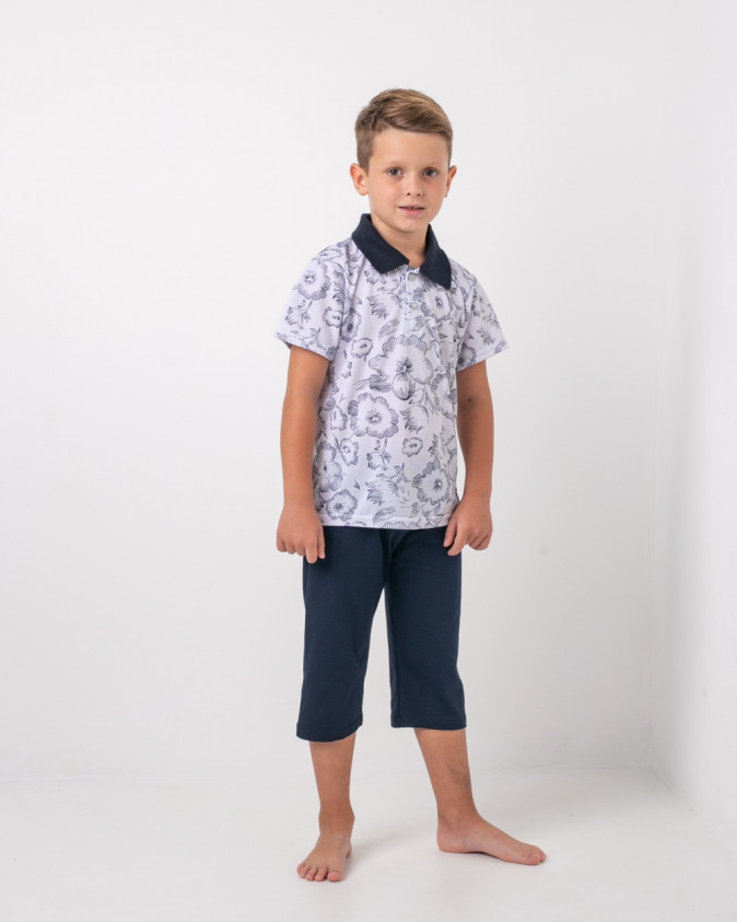 Комплект з капрі для хлопчика - квітковий орнамент