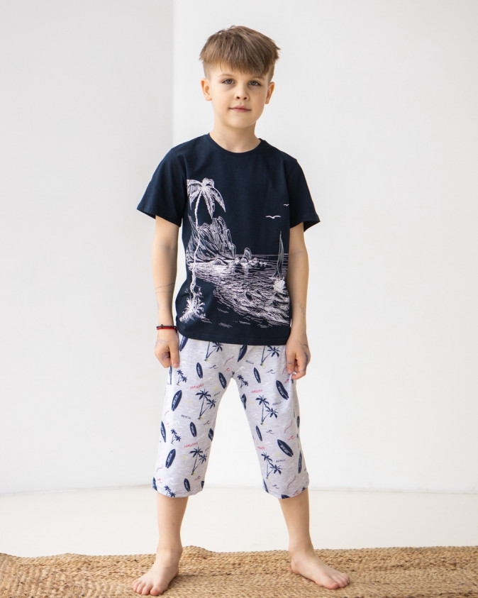 Підлітковий комплект з шортами на хлопчика - Пальми