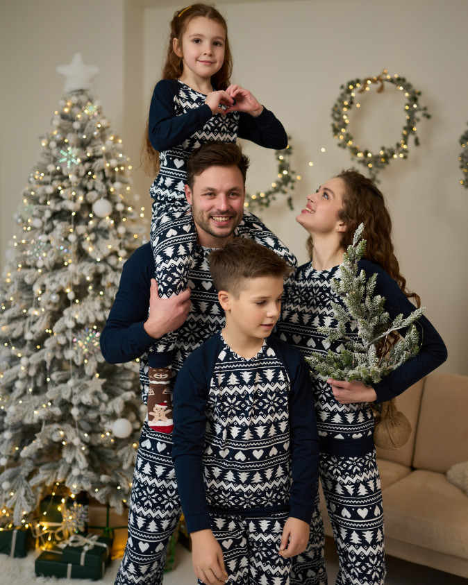 Підліткова піжама для хлопчика - Новорічний орнамент - Family look для родини