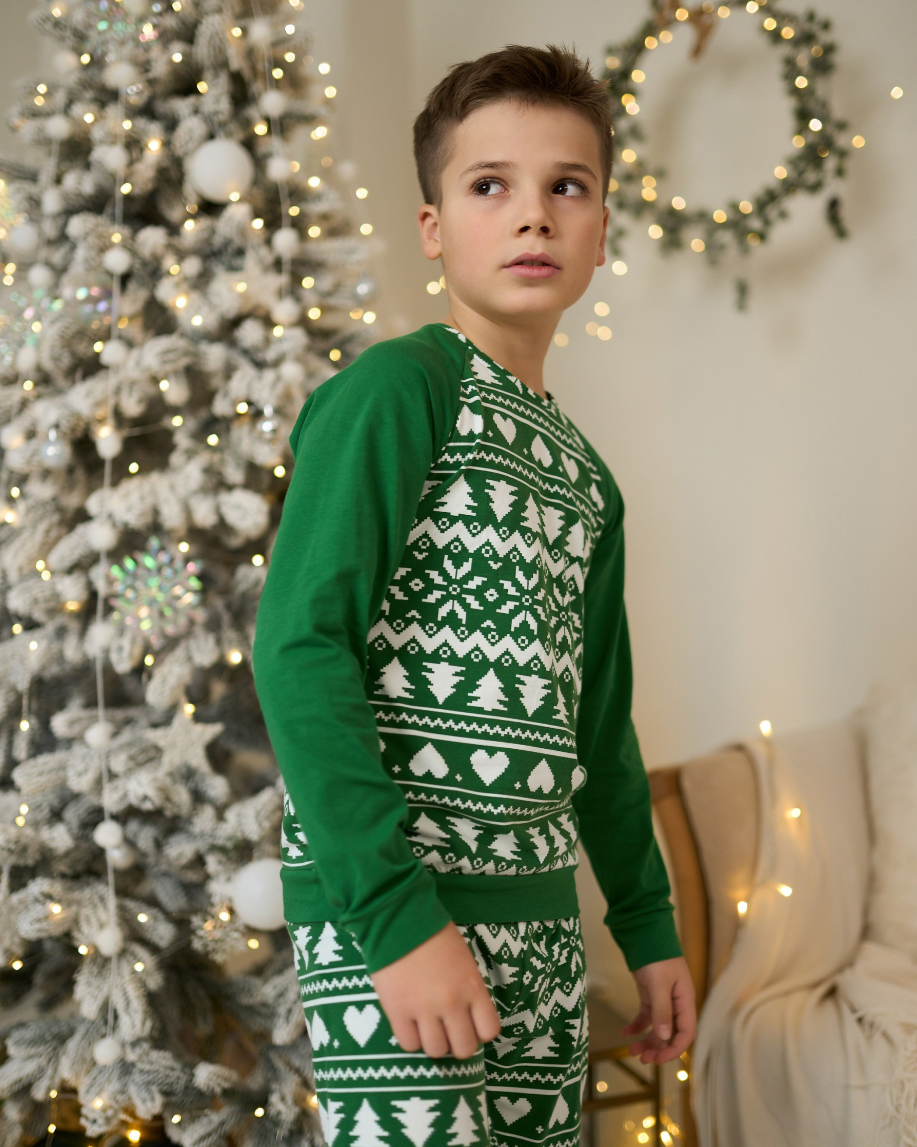 Подростковая пижама для мальчика - Новогодний орнамент - Family look для семьи