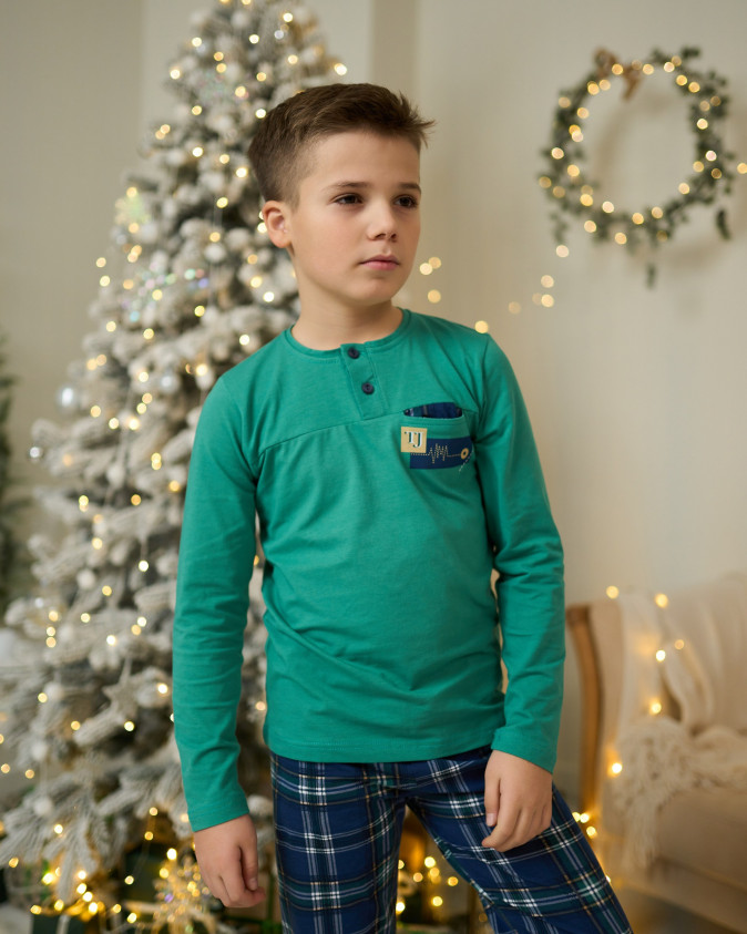 Комплект на хлопчика-підлітка - штани в клітинку - Family look батько/син