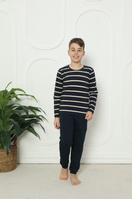 Комплект на хлопчика-підлітка зі штанами - верх у смужку