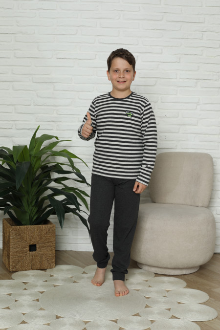Комплект на хлопчика-підлітка зі штанами - в рубчик