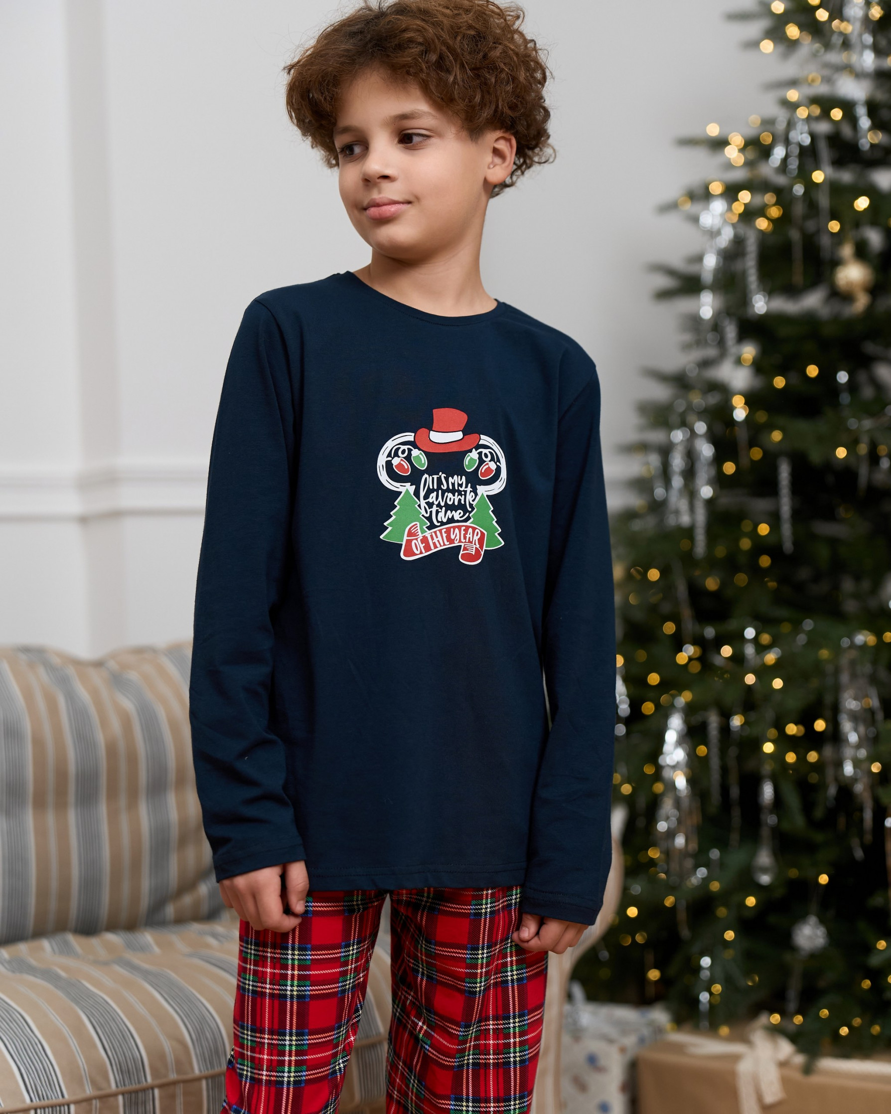 Підліткова піжама для хлопчика - Новорічна Міккі - Family look для родини