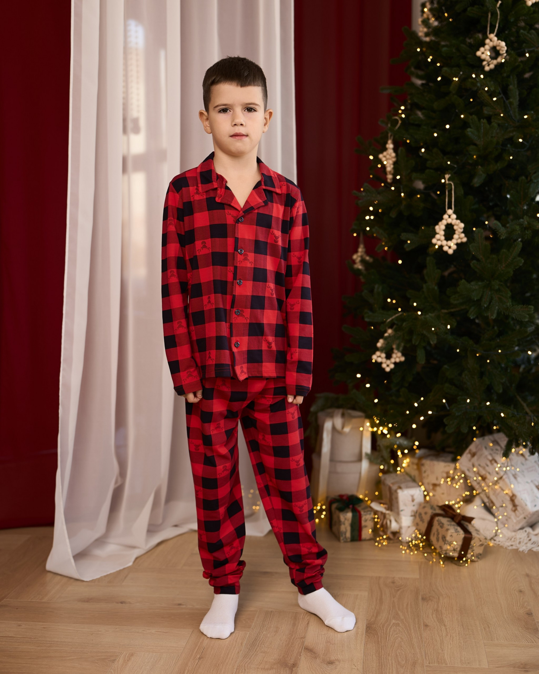 Підліткова піжама для хлопчика - Червона клітинка з оленем - Уцінка
