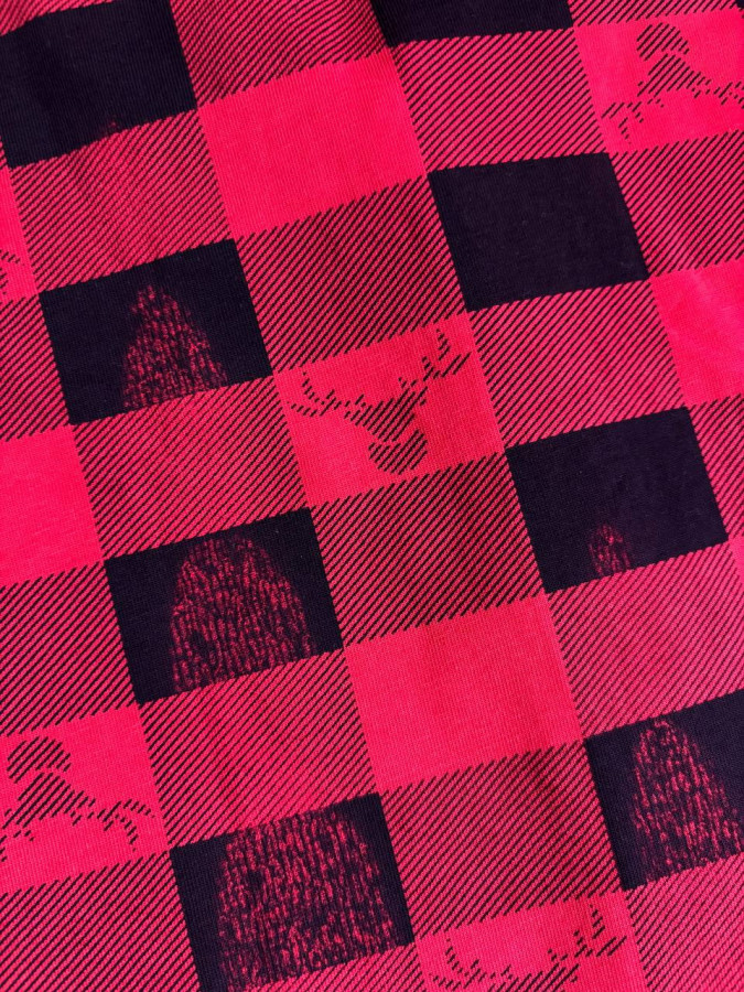 Подростковая пижама для мальчика - Красная клетка с оленем - Уценка