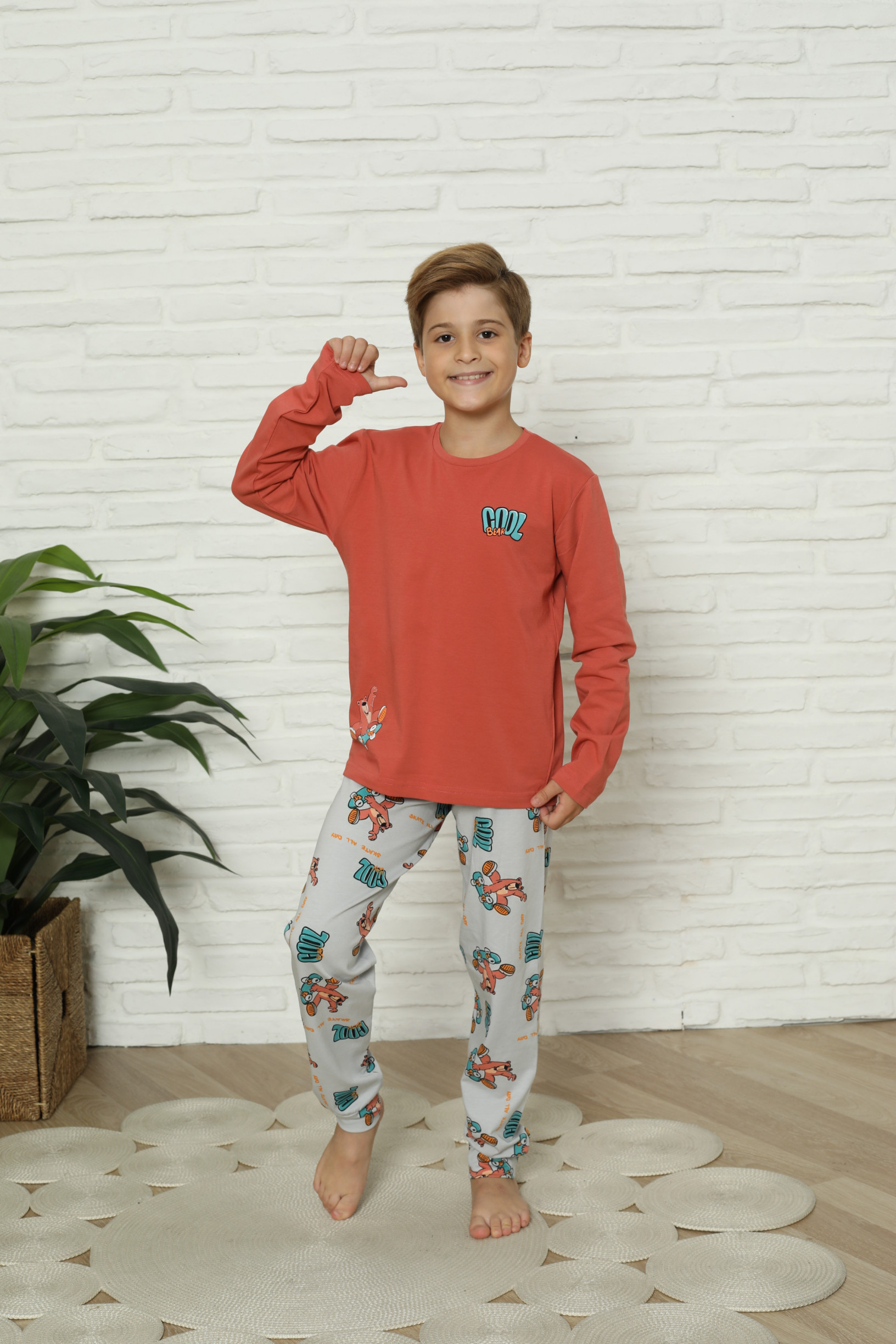 Подростковый комплект на мальчика - Медведь на скейте