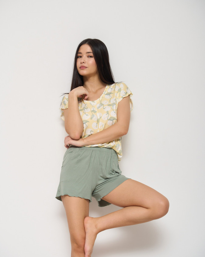 Комплект футболка і шорти Вискоза - Фламінго