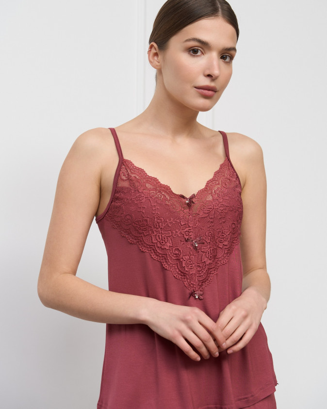 Комплект майка и шорты с кружевом сбоку - Вискоза