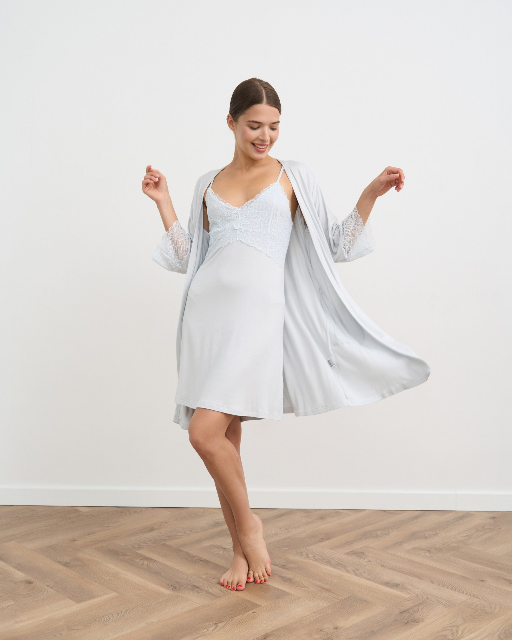 Комплект женский халат и сорочка Вискоза - кружево