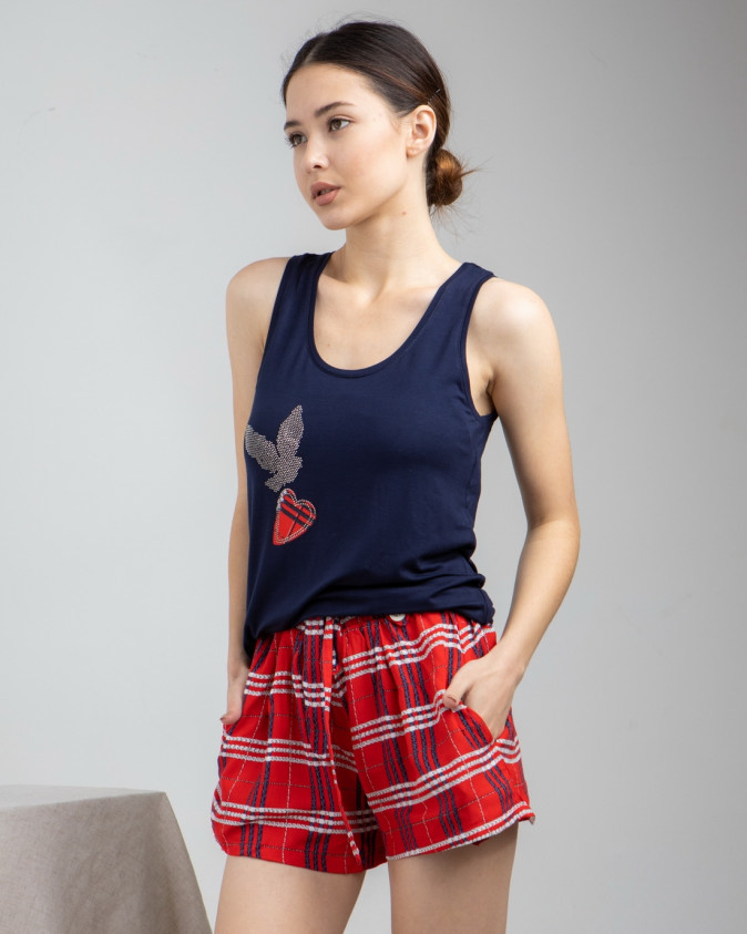 Комплект жіночий майка з шортами поплін - Віскоза