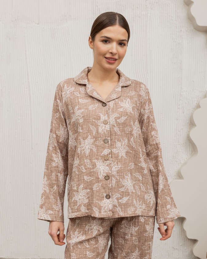 Жіночий комплект на ґудзиках зі штанами - Муслін