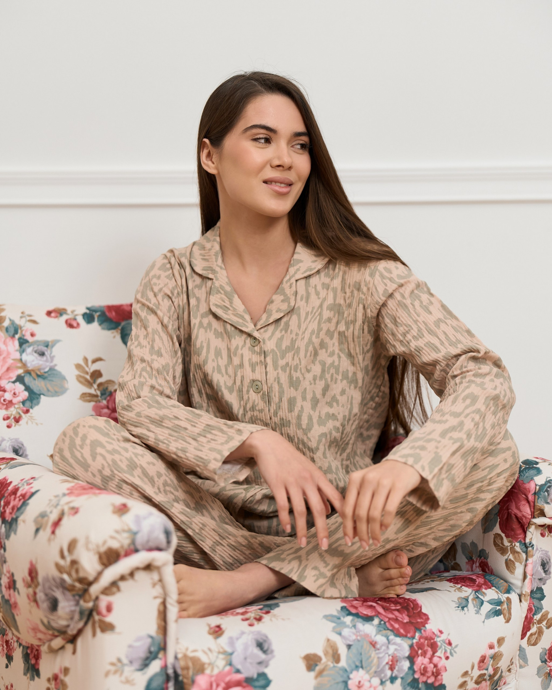 Женский комплект Леопард на пуговицах  - Муслин