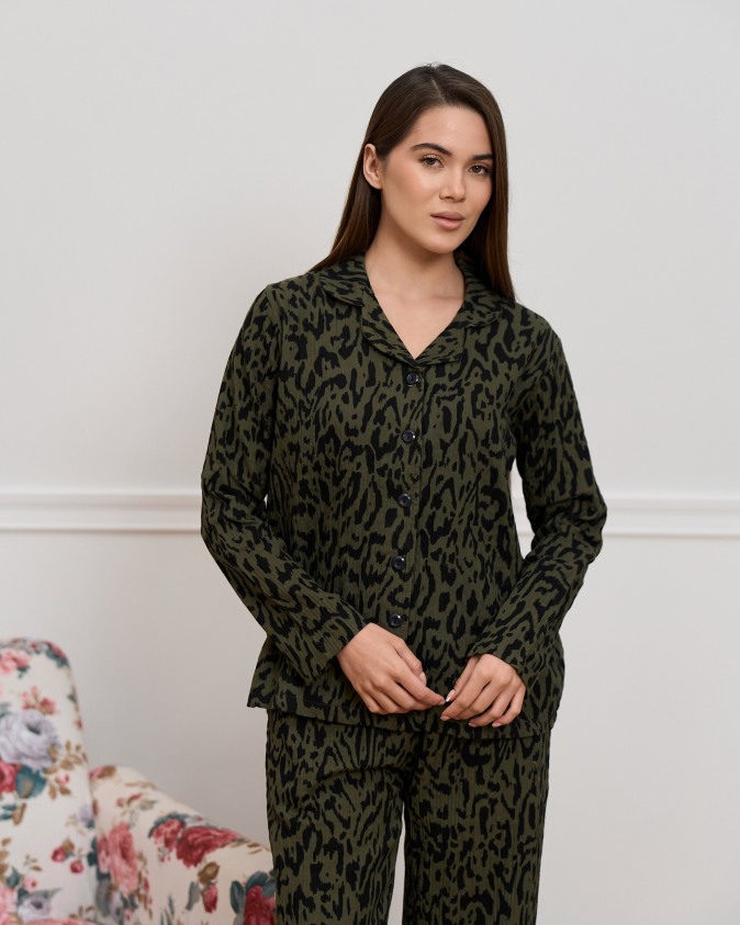 Жіночий комплект Леопард на ґудзиках - Муслін