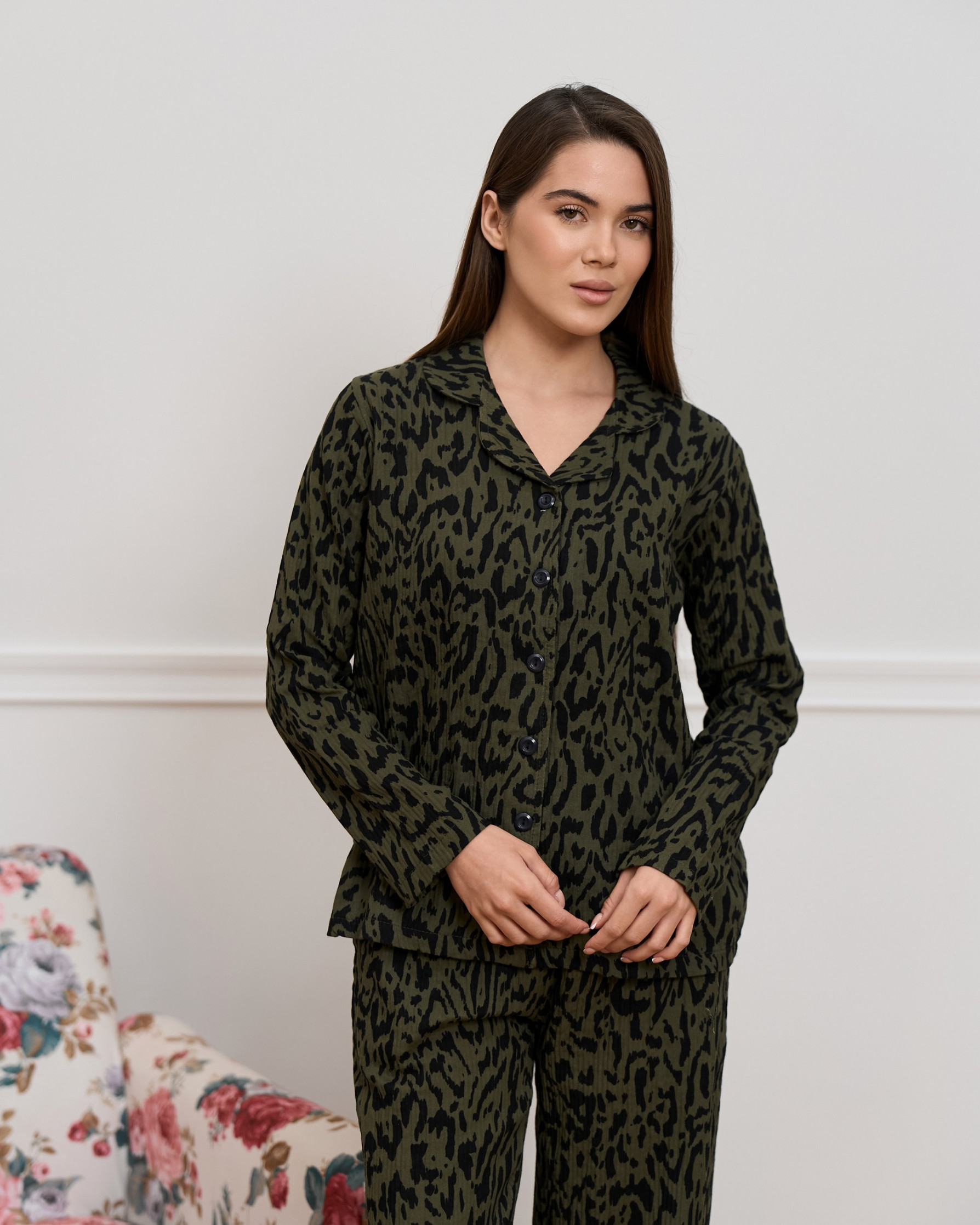Женский комплект Леопард на пуговицах  - Муслин