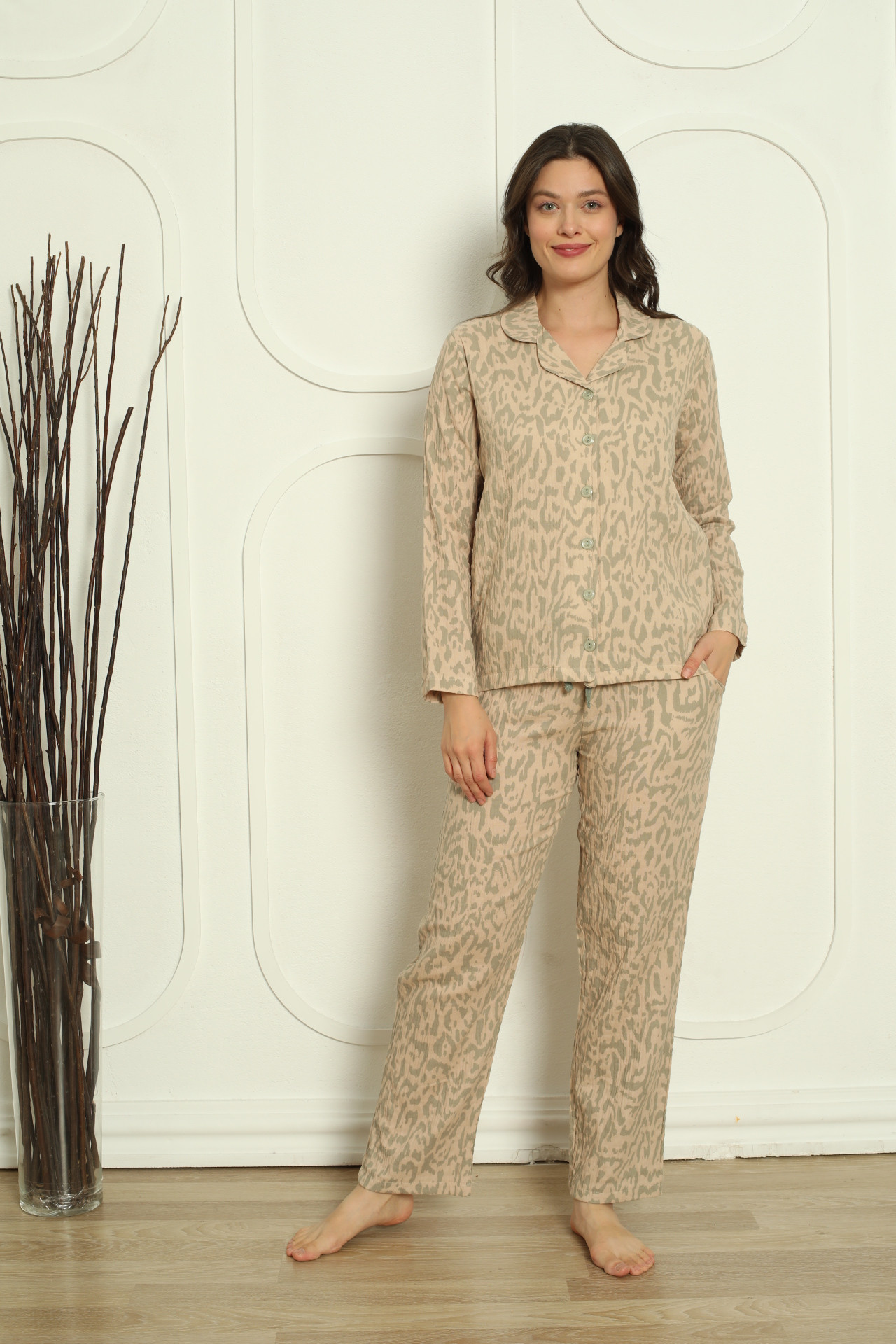 Женский комплект Леопард на пуговицах  - Муслин
