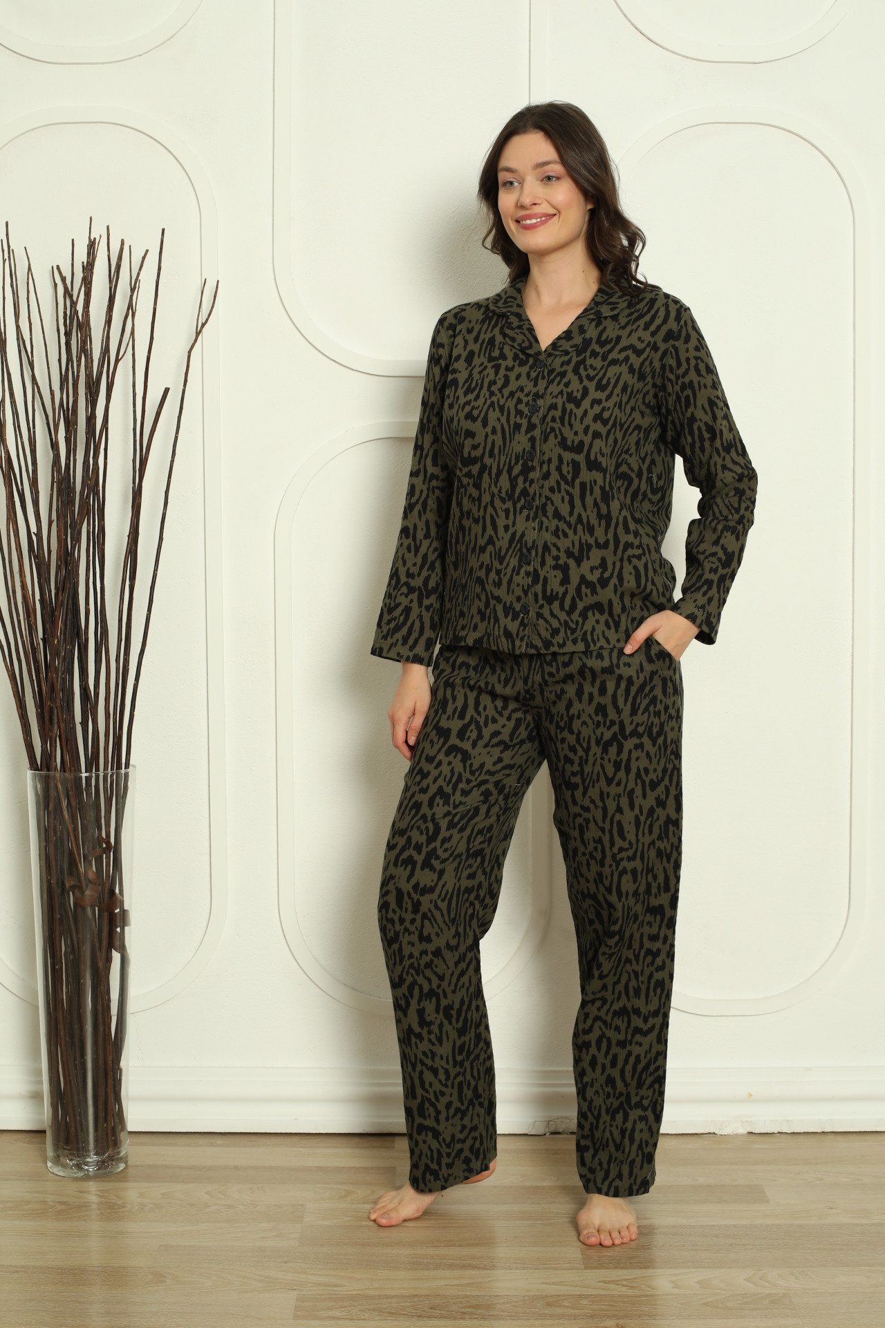 Женский комплект Леопард на пуговицах  - Муслин